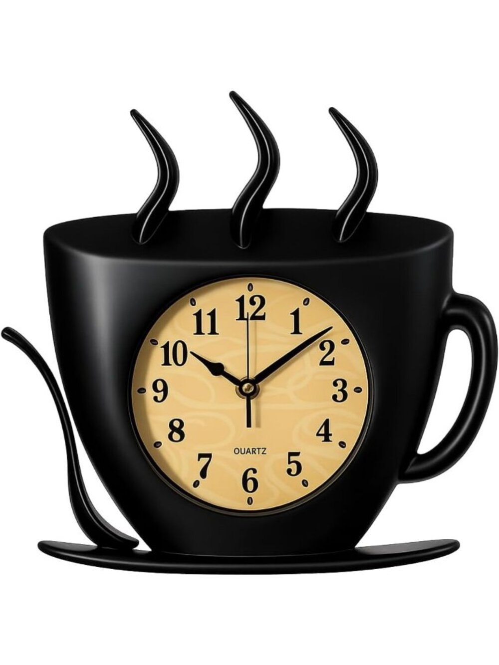 Stylish Coffee Cup Wall Clock - Battery-Operated Quartz Decor for Kitchen & Cafe